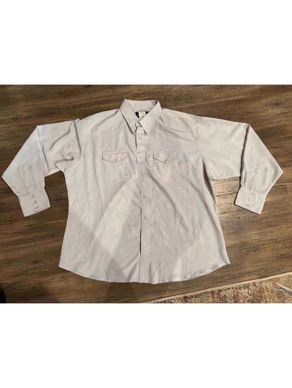 Vintage Wrangler Silver Bucking Bull Pearl Snap Shirt Sz XXL EUC